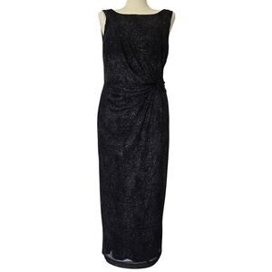 Calvin Klein Black Metallic Twist Waist Evening Gown Sz 16W Eveningwear Formal